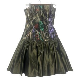 VINTAGE Nadine ‘80’s Party Dress Shiny Green Women’s SZ 4? EUC